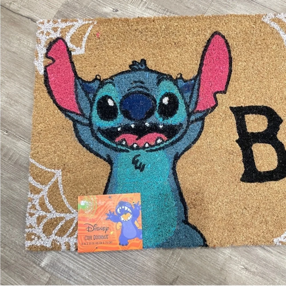 NEW Disney Lilo‎ & Stitch Halloween Boo Coir Doormat 18x30 Spiderwebs